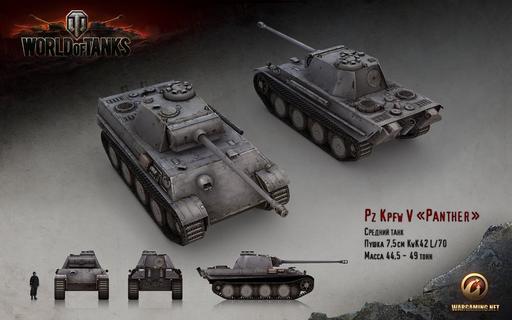 World of Tanks - Мир Танков (World of Tanks): Появился рендер самого мощного среднего немецкого танка Pz Kpfw V «Panther»